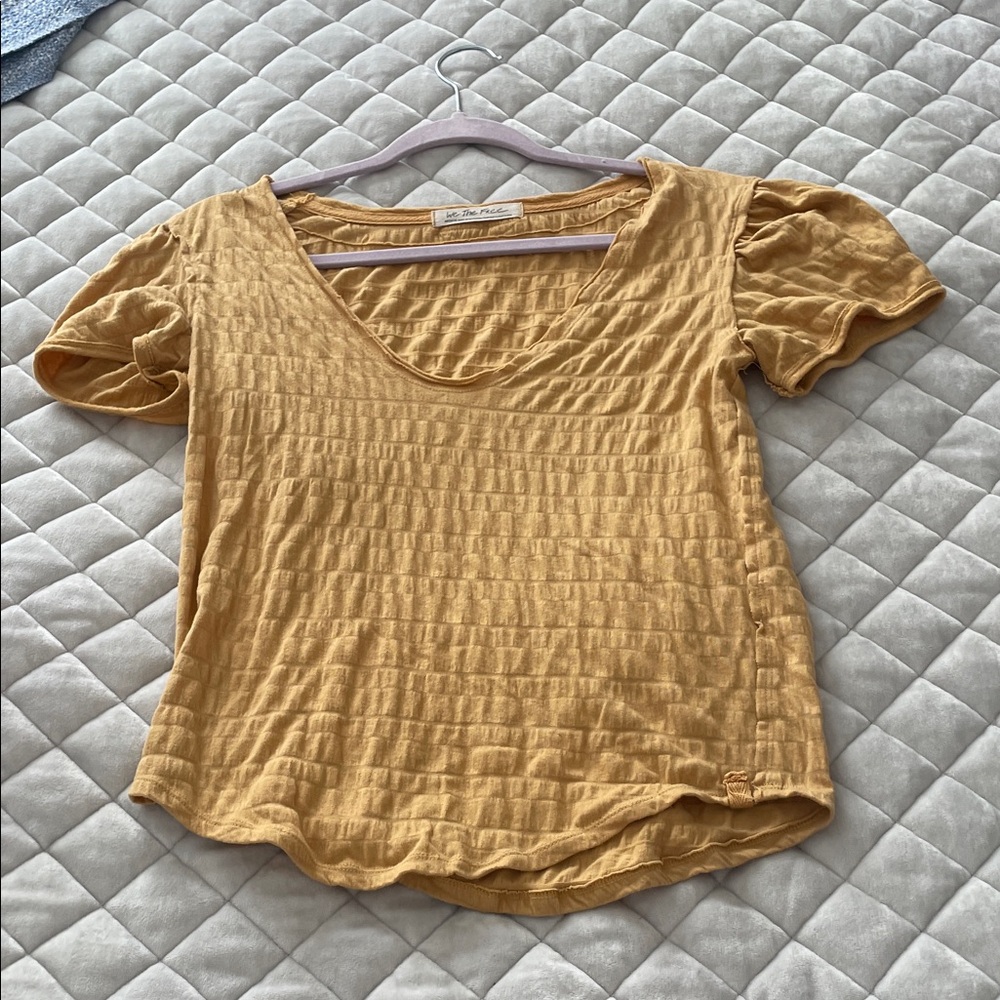 We The Free Mustard Short Sleeve Top